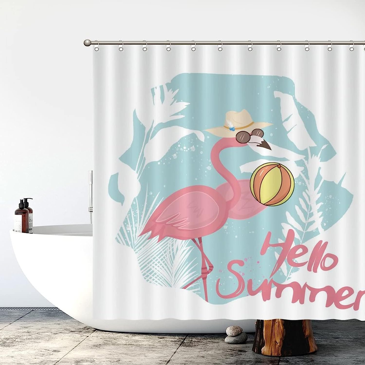 Flamingo Bath Curtain Summer Decor Fabric For A Vibrant And Colorful Bathroom Guest Bath With Tropical Print