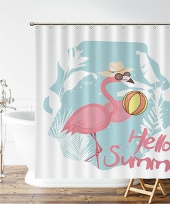 Flamingo Bath Curtain Summer Decor Fabric For A Vibrant And Colorful Bathroom Guest Bath With Tropical Print
