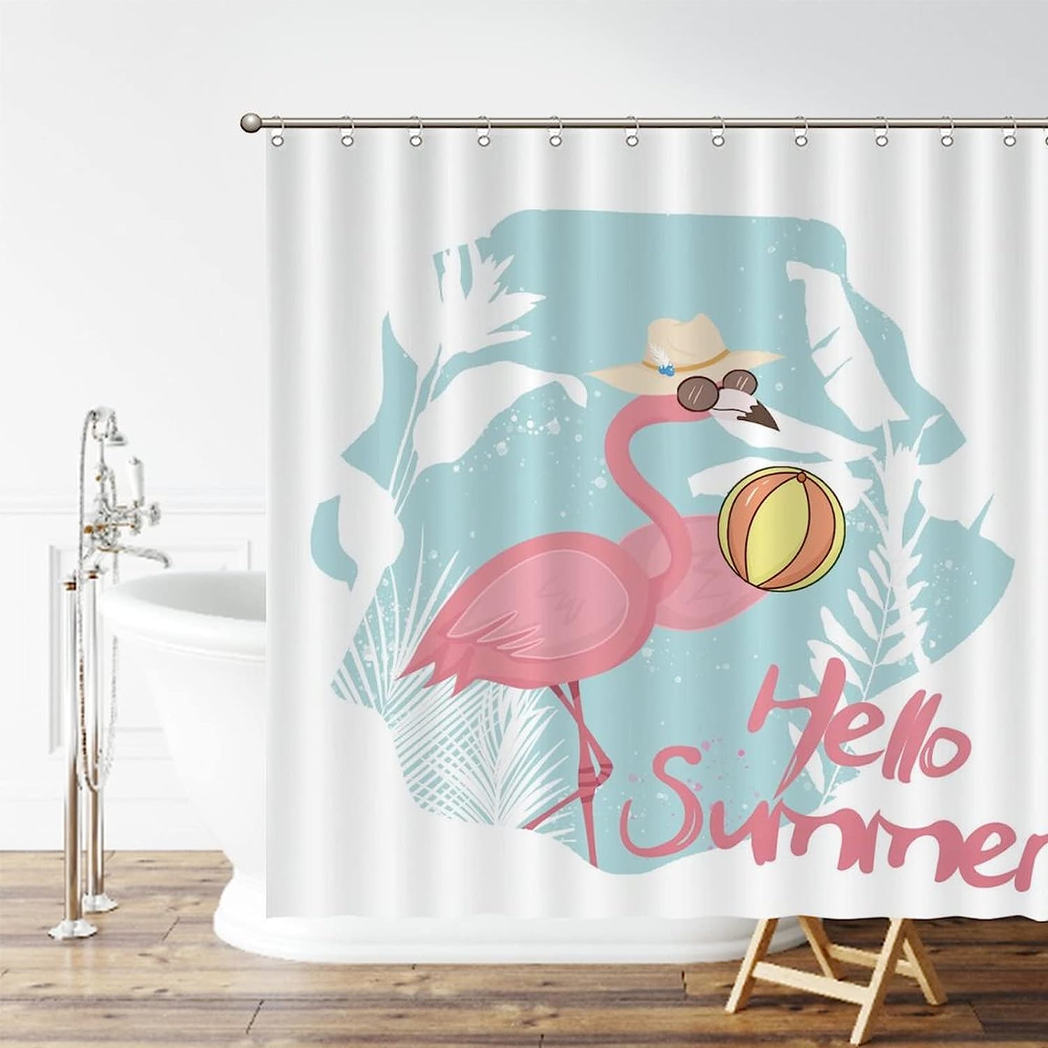Flamingo Bath Curtain Summer Decor Fabric For A Vibrant And Colorful Bathroom Guest Bath With Tropical Print
