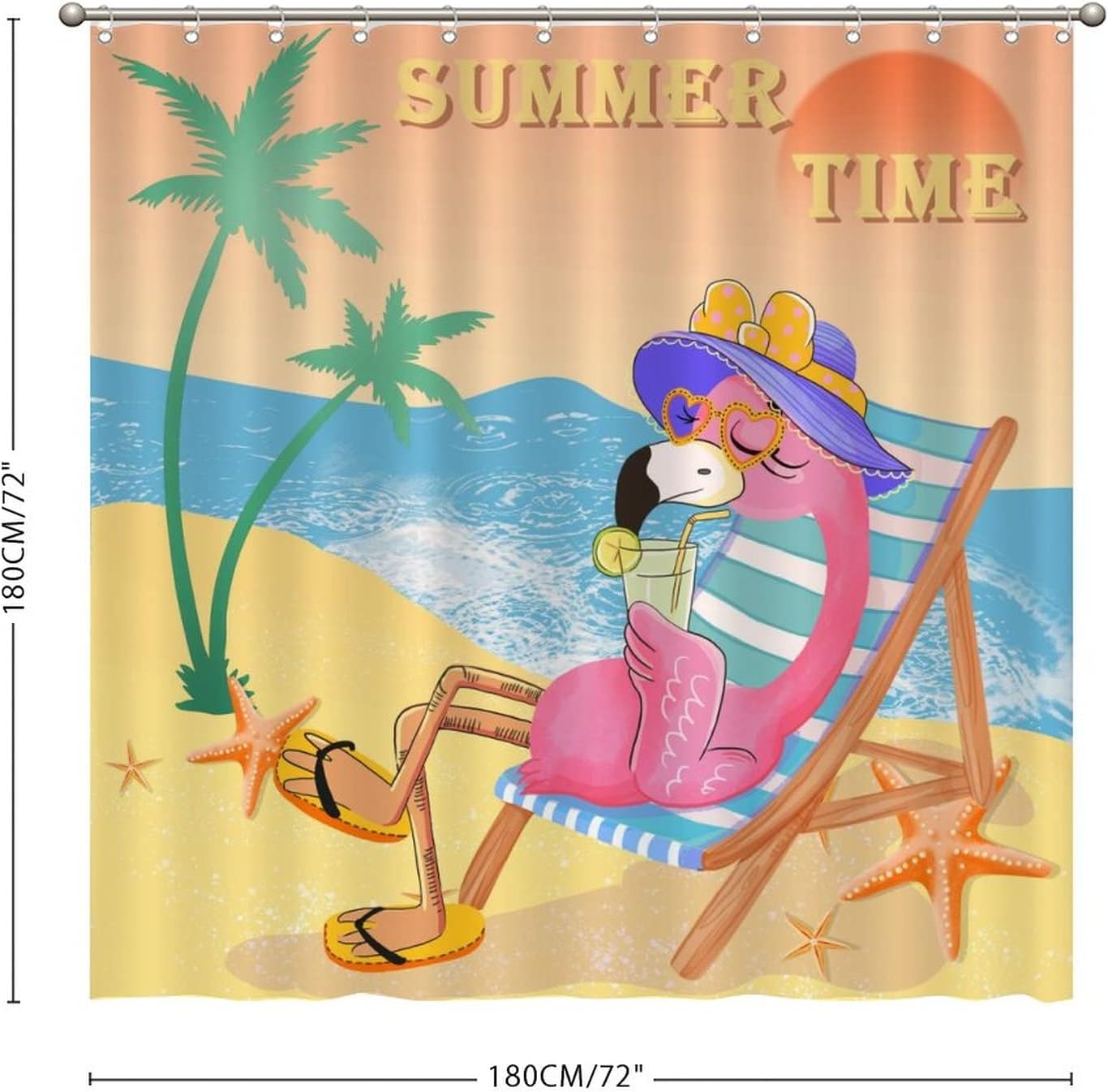 Flamingo Bathroom Curtain, Digital Print, Waterproof And Washable For An Easy-Care Bathroom Decor