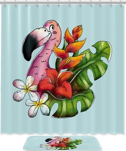 Flamingo Bathroom Decor Animal Print Waterproof Fabric Shower Curtain For A Bold And Vibrant Bathroom Decor.