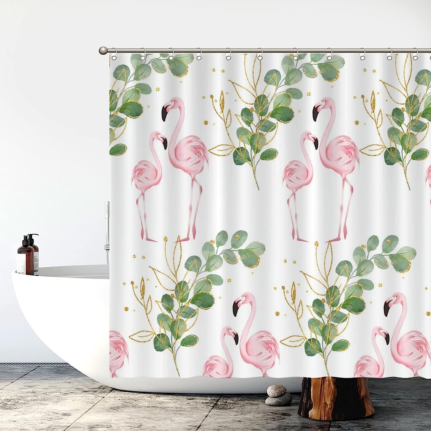 Flamingo Bathroom Shower Curtain Summer Decor Fabric For A Relaxing Bath Time