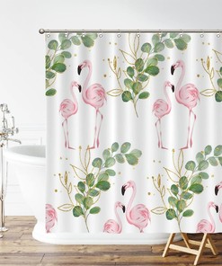 Flamingo Bathroom Shower Curtain Summer Decor Fabric For A Relaxing Bath Time