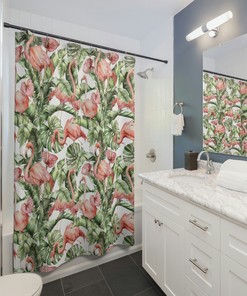 Flamingo Bathroom Shower Curtain Summer Decor Fabric For A Relaxing Bath Time With Fun And Vibrant Print