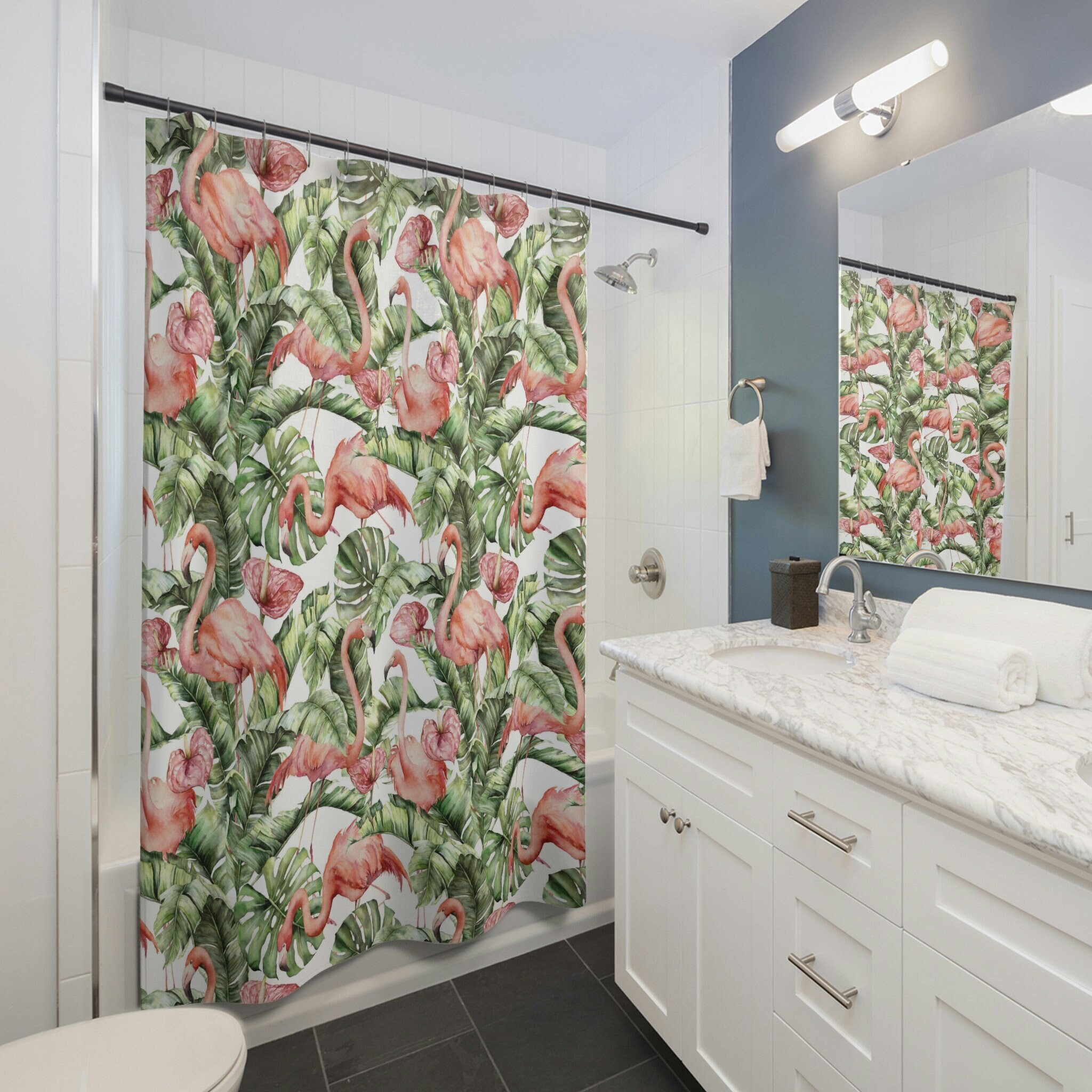 Flamingo Bathroom Shower Curtain Summer Decor Fabric For A Relaxing Bath Time With Fun And Vibrant Print