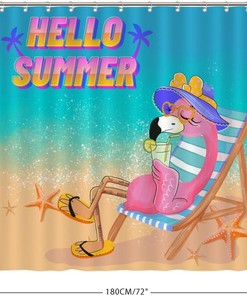 Flamingo Bathroom Shower Curtain Waterproof Machine Washable