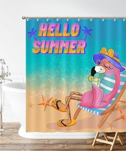 Flamingo Bathroom Shower Curtain Waterproof Machine Washable