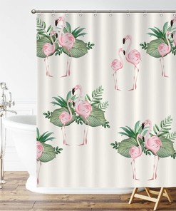 Flamingo Bathroom Shower Curtainummer Decor Fabric For A Hotel Bathroom Bath Tub With Water Repellent