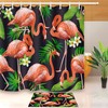 Flamingo Bird And Tropical Flowers Leaves Waterproof Fabric Shower Curtain Bath Decor
