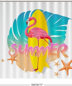 Flamingo Bird And Tropical Flowers Leaves Waterproof Fabric Shower Curtain Bath Decor For A Luxurious