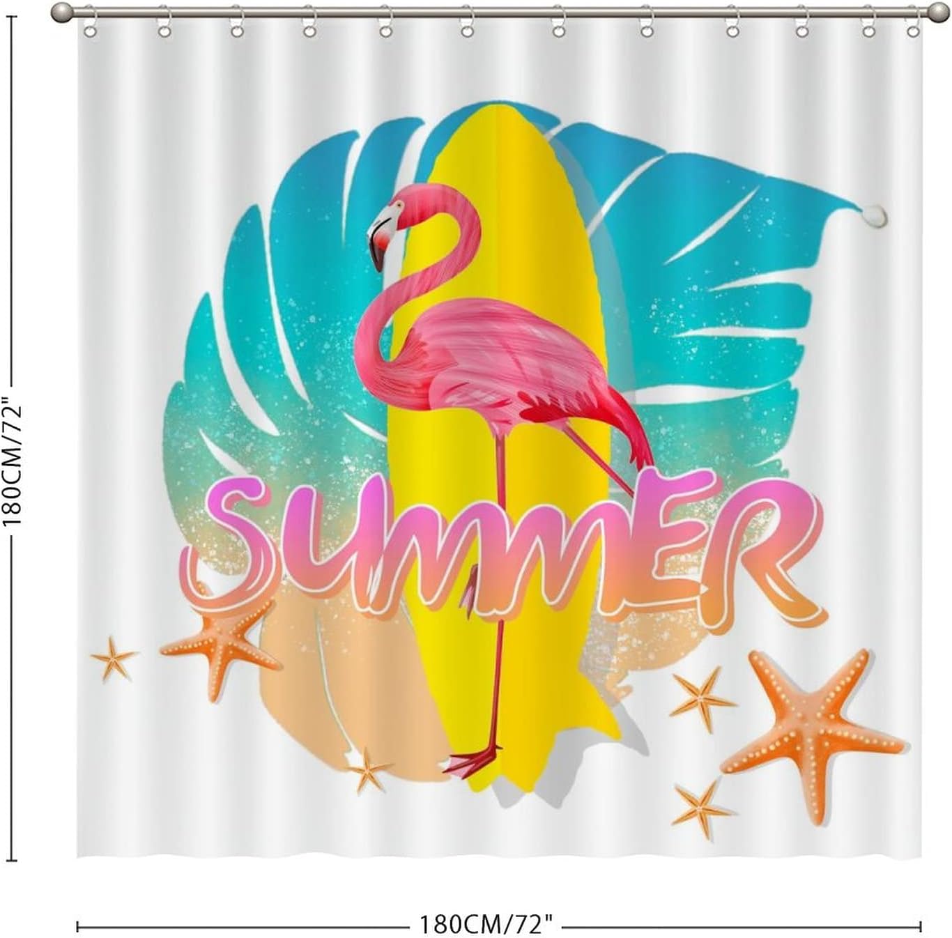 Flamingo Bird And Tropical Flowers Leaves Waterproof Fabric Shower Curtain Bath Decor For A Luxurious