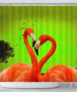 Flamingo Bird With Feather Watercolor Effect Nature Print Shower Curtain For A Nature-Inspired Bathroom Decor