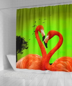 Flamingo Bird With Feather Watercolor Effect Nature Print Shower Curtain For A Nature-Inspired Bathroom Decor
