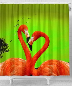 Flamingo Bird With Feather Watercolor Effect Nature Print Shower Curtain For A Nature-Inspired Bathroom Decor