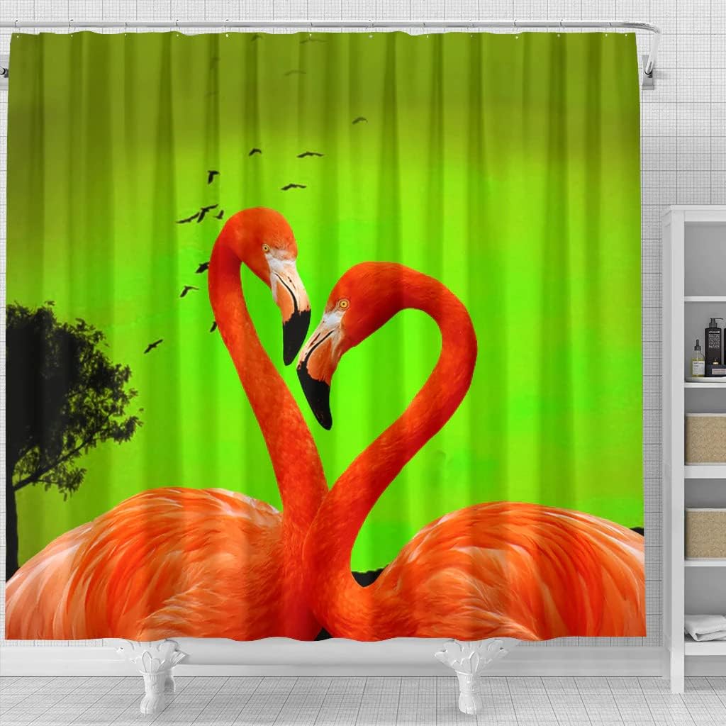 Flamingo Bird With Feather Watercolor Effect Nature Print Shower Curtain For A Nature-Inspired Bathroom Decor