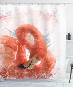 Flamingo Blue Animal Waterproof Fabric Shower Curtain For An Animal-Inspired Bathroom Decor