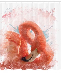 Flamingo Blue Animal Waterproof Fabric Shower Curtain For An Animal-Inspired Bathroom Decor