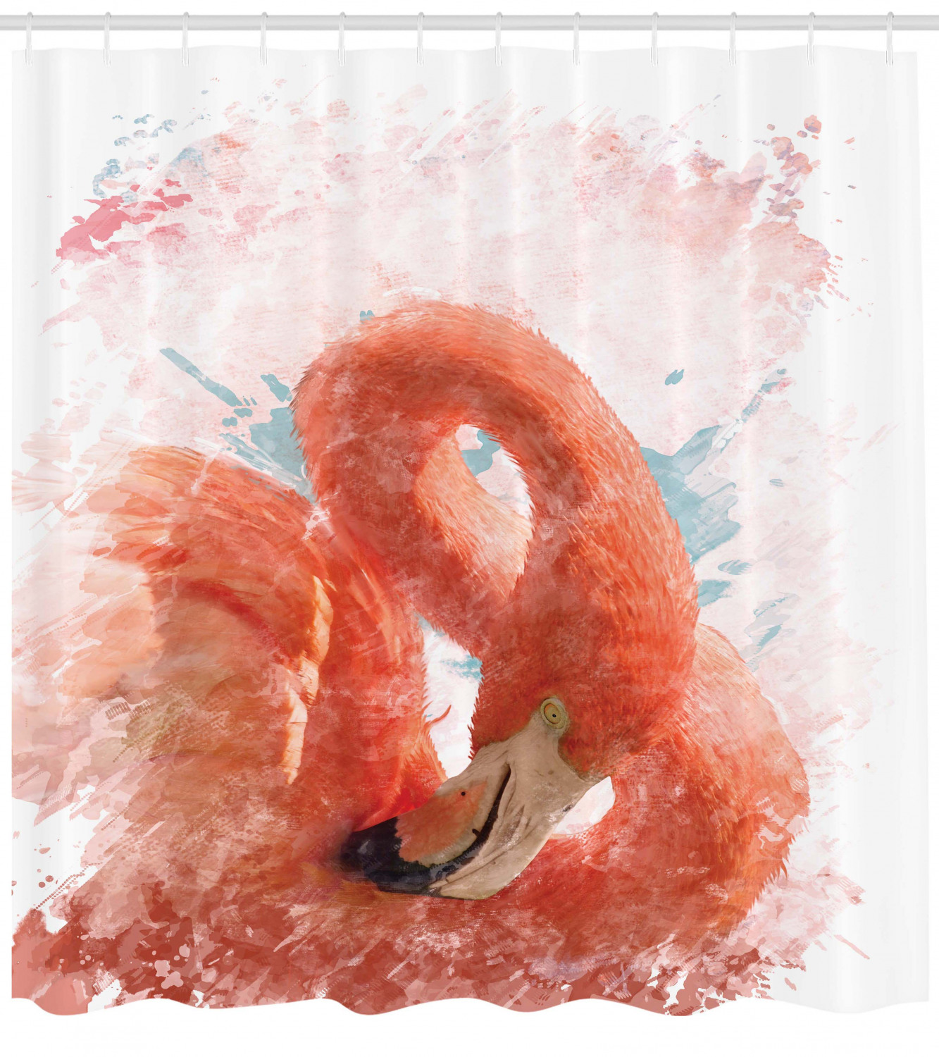 Flamingo Blue Animal Waterproof Fabric Shower Curtain For An Animal-Inspired Bathroom Decor