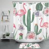 Flamingo, Cactus, and Succulents Shower Curtain 