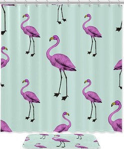 Flamingo Decorative Shower Curtain for Creative Bathroom Dcor