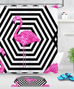 Flamingo Designed Fabric Shower Curtain For Bathroom