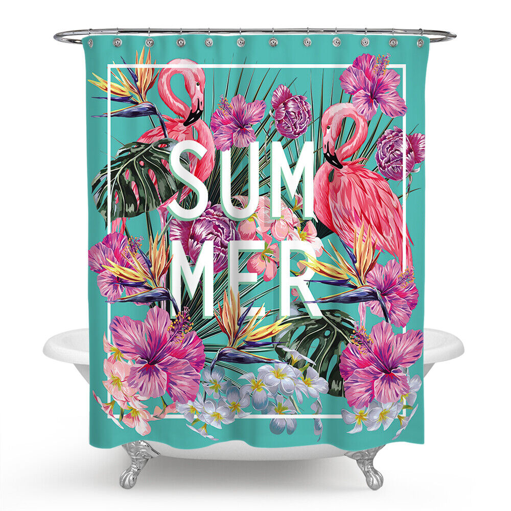 Flamingo Floral Shower Curtain With Bathroom Cover - A Beautiful And Fun Addition To Your Bathroom - Image 2