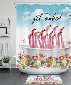 Flamingo Fun Water-Repellent Shower Curtain