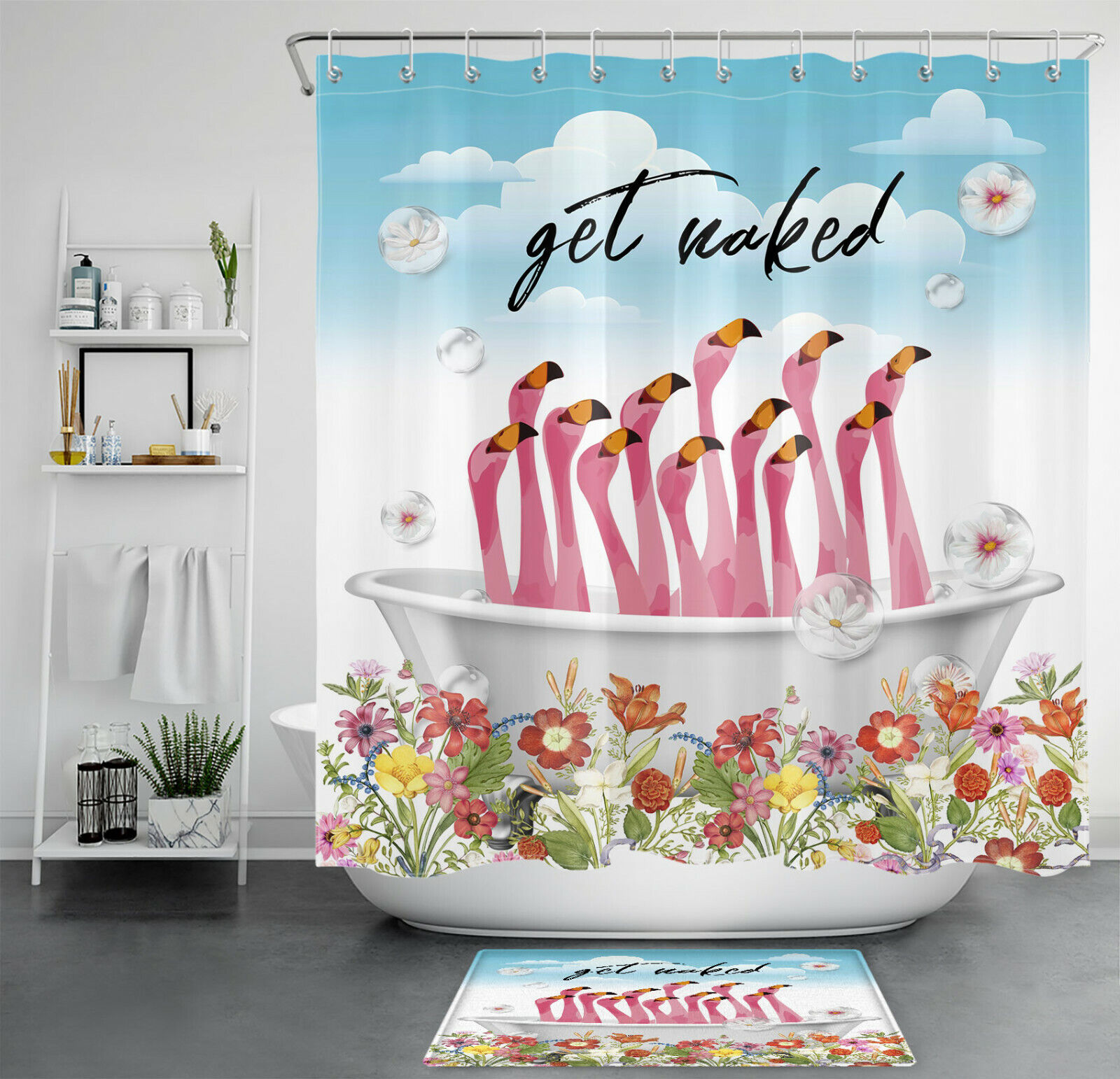 Flamingo Fun Water-Repellent Shower Curtain