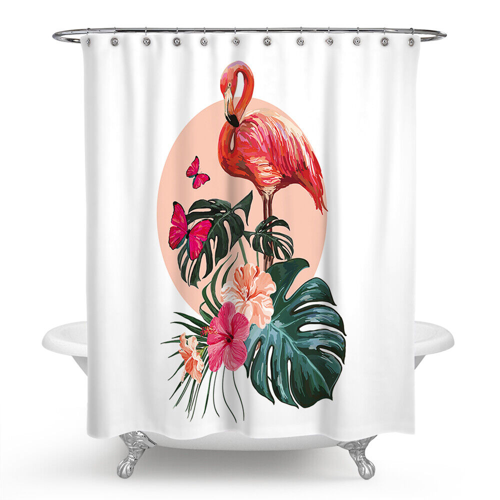 Flamingo Garden Shower Curtain For Tropical Bathroom Decor - Image 2