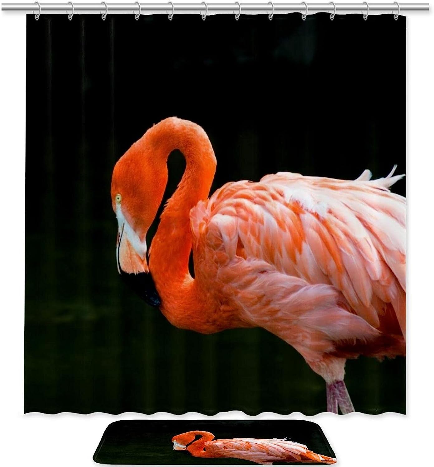 Flamingo Head Down Kids Bathroom Shower Curtain - Cute And Charming Design