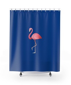 Flamingo Lake Life Royal Blue Shower Curtain For A Stylish Lake House Or Cabin-Themed Bathroom Decor