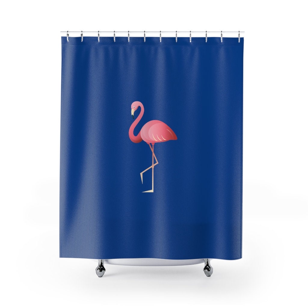 Flamingo Lake Life Royal Blue Shower Curtain For A Stylish Lake House Or Cabin-Themed Bathroom Decor