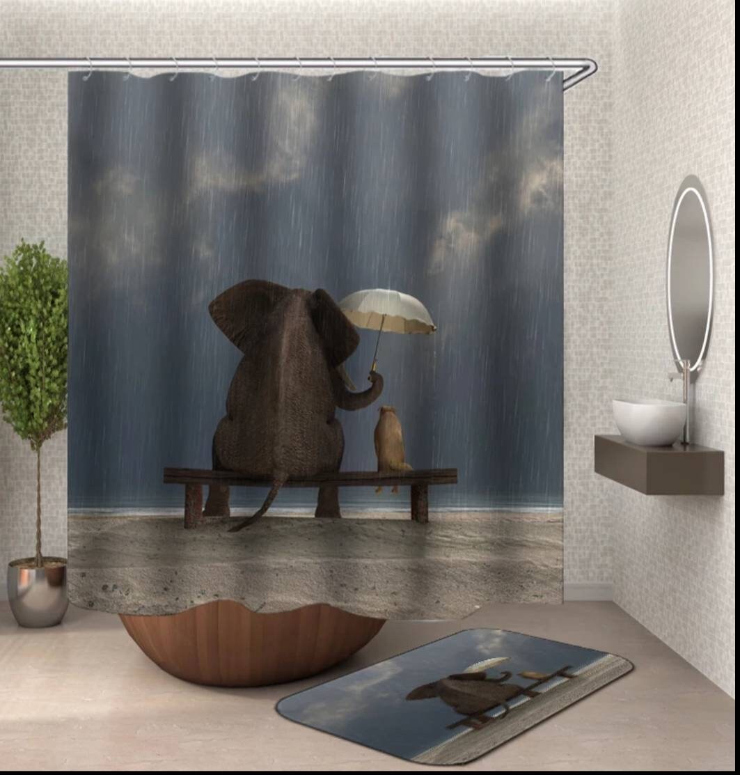 Flamingo Legs Waterproof Shower Curtain Set With Charming Design