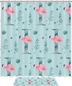 Flamingo Letter I Print Shower Curtain For An Artistic And Quirky Bathroom