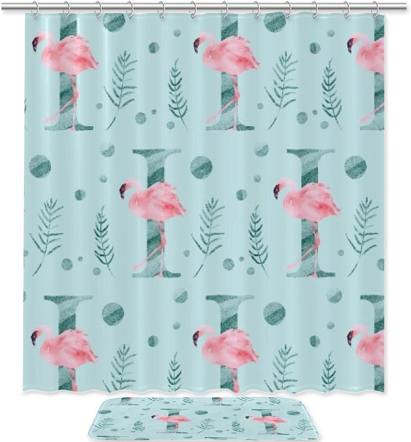 Flamingo Letter I Print Shower Curtain For An Artistic And Quirky Bathroom