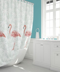 Flamingo Nursery Maximalist Decor Pink Green Shower Curtain For A Bold And Quirky Bathroom Decor