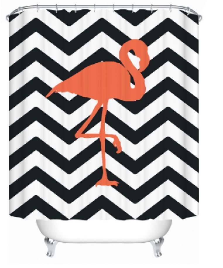 Flamingo Palm Print Shower Curtain - Image 2