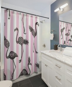 Flamingo Pineapple Shower Curtain