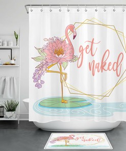 Flamingo Pineapple Shower Curtain For Tropical Bathroom Decor