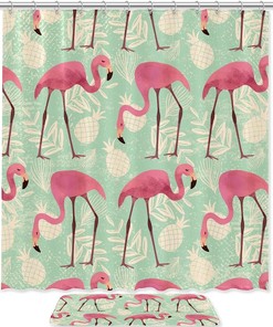 Flamingo Pineapples Pattern Shower Curtain For A Tropical Vibe