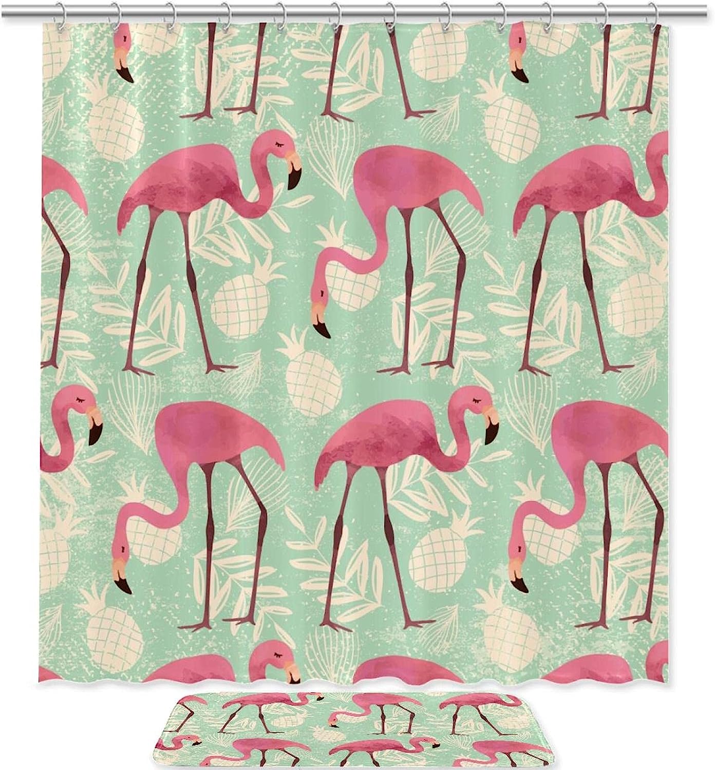 Flamingo Pineapples Pattern Shower Curtain For A Tropical Vibe