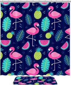 Flamingo Pineapples Watermelon Palm Shower Curtain For A Fun Bathroom