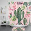 Flamingo Pink Succulent Plant Shower Curtain, Perfect Bathroom Decor