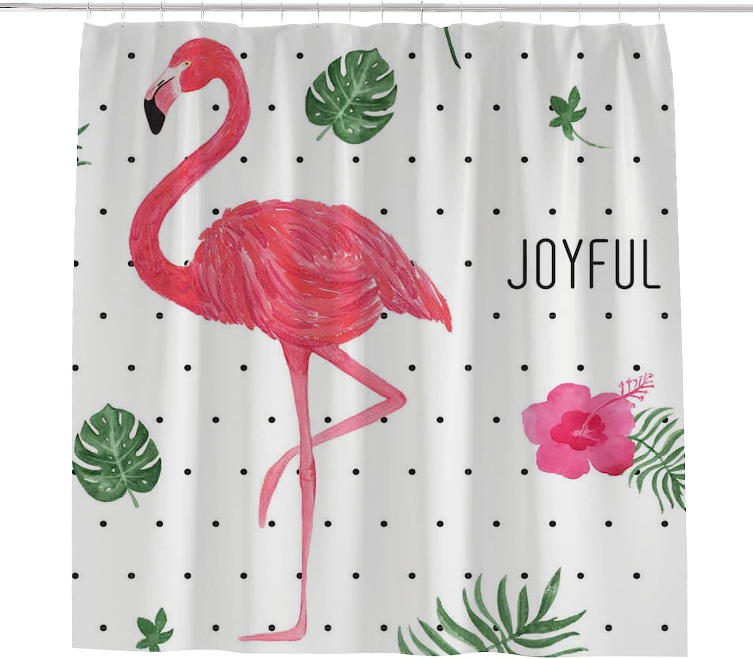 Flamingo Polka Dots Waterproof Shower Curtain by Vantaso