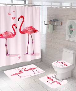 Flamingo Print Shower Curtain For Classic Bathroom Decor