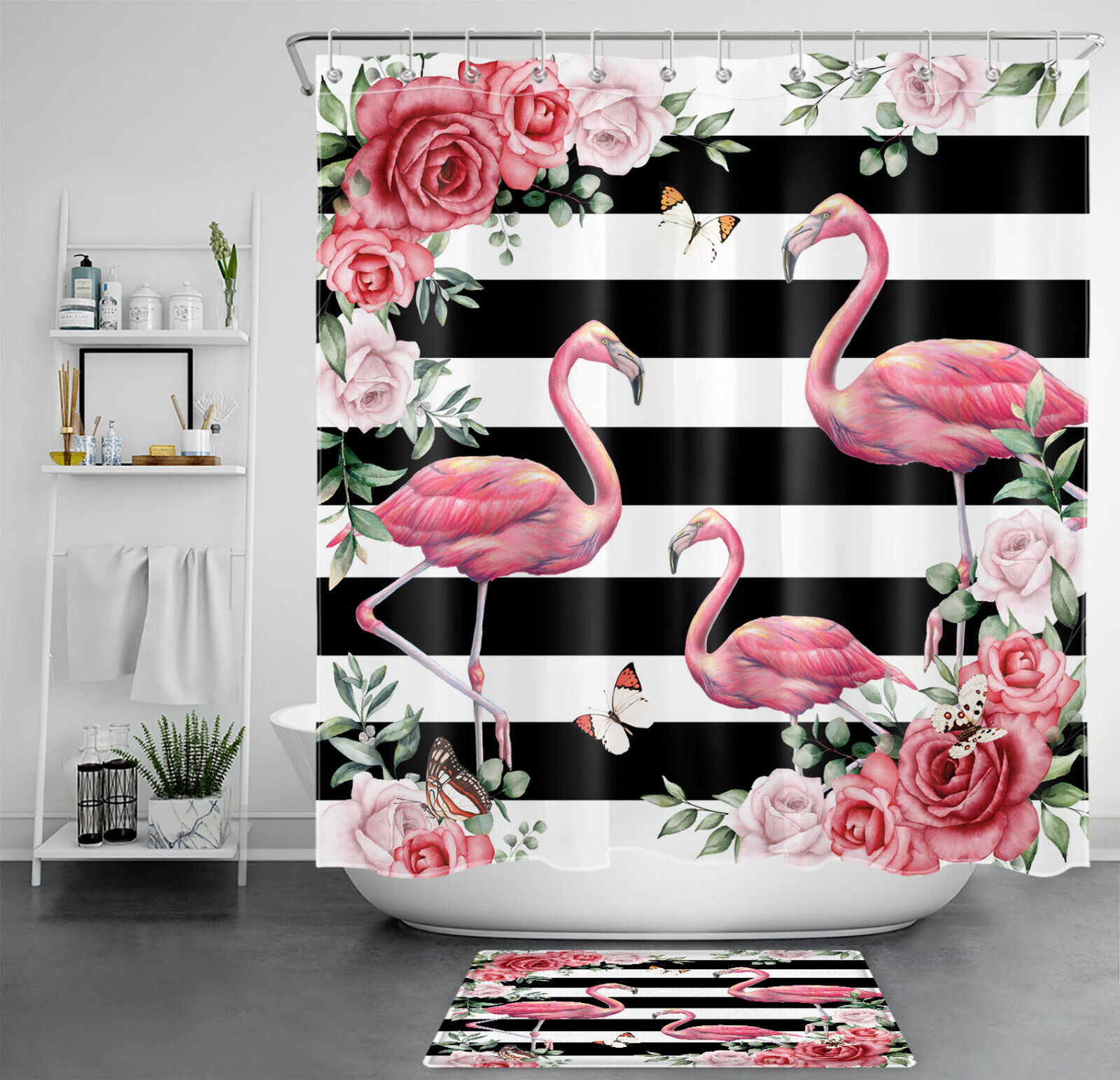 Flamingo Printed Shower Curtain - Add Quirkiness To Your Bathroom - Waterproof And Stylish