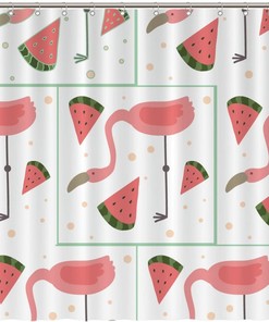 Flamingo Rustic Wood Shower Curtain Shower Curtain Fabric Washable Cool House Warming Gift