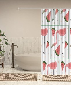 Flamingo Rustic Wood Shower Curtain Shower Curtain Fabric Washable Cool House Warming Gift