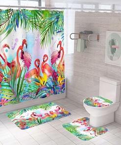 Flamingo Shower Curtain Set For A Tropical Themed Bathroom