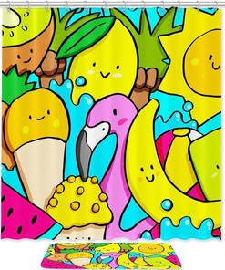 Flamingo Shower Curtain for Summer Beach Bathroom Decor